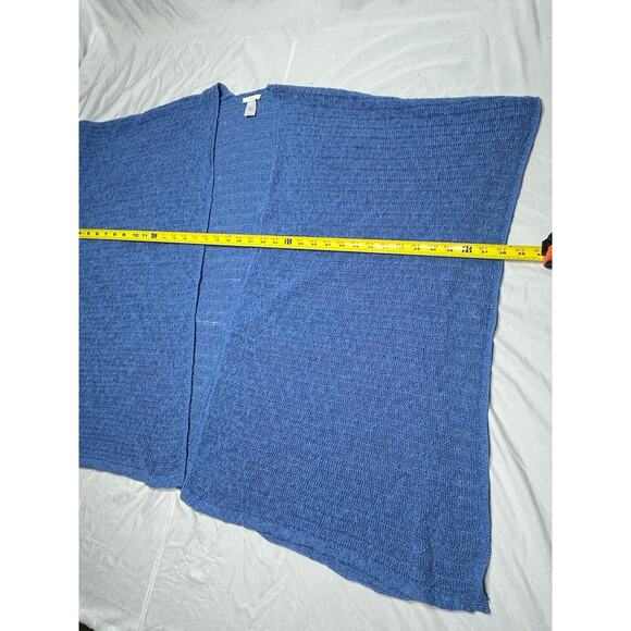 J. Jill Poncho Sweater Womens One Size Blue Cotton Blend oversized Open Front - Picture 5 of 11